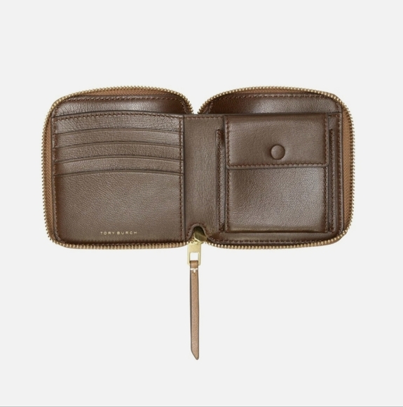 Tory Burch T Monogram Leather Bi-fold wallet Moose - Picture 2 of 7